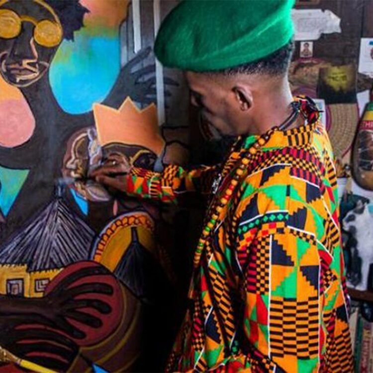 بالصور.. فنان إثيوبي يُخلد أعمال قادة الفن الأفريقي عبر لوحاته